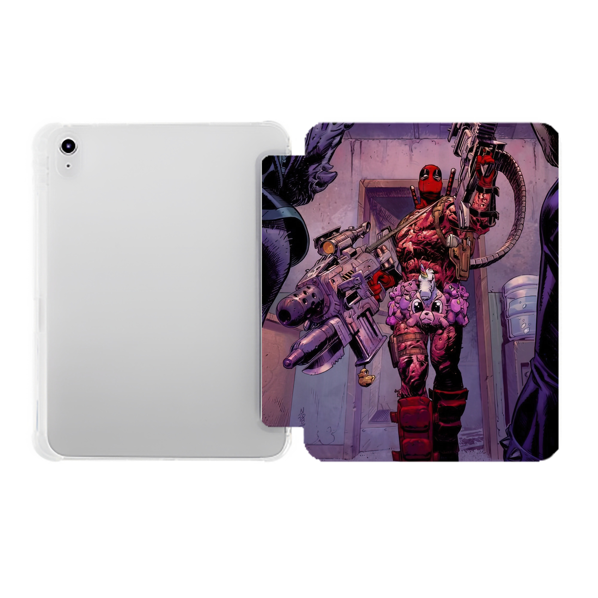 （画像用） Deadpool デッドプール IPad ケース ペン収納付き 三つ折りスタンド PUレザー×シリコン 対応機種9.5/10.5/10.9インチ